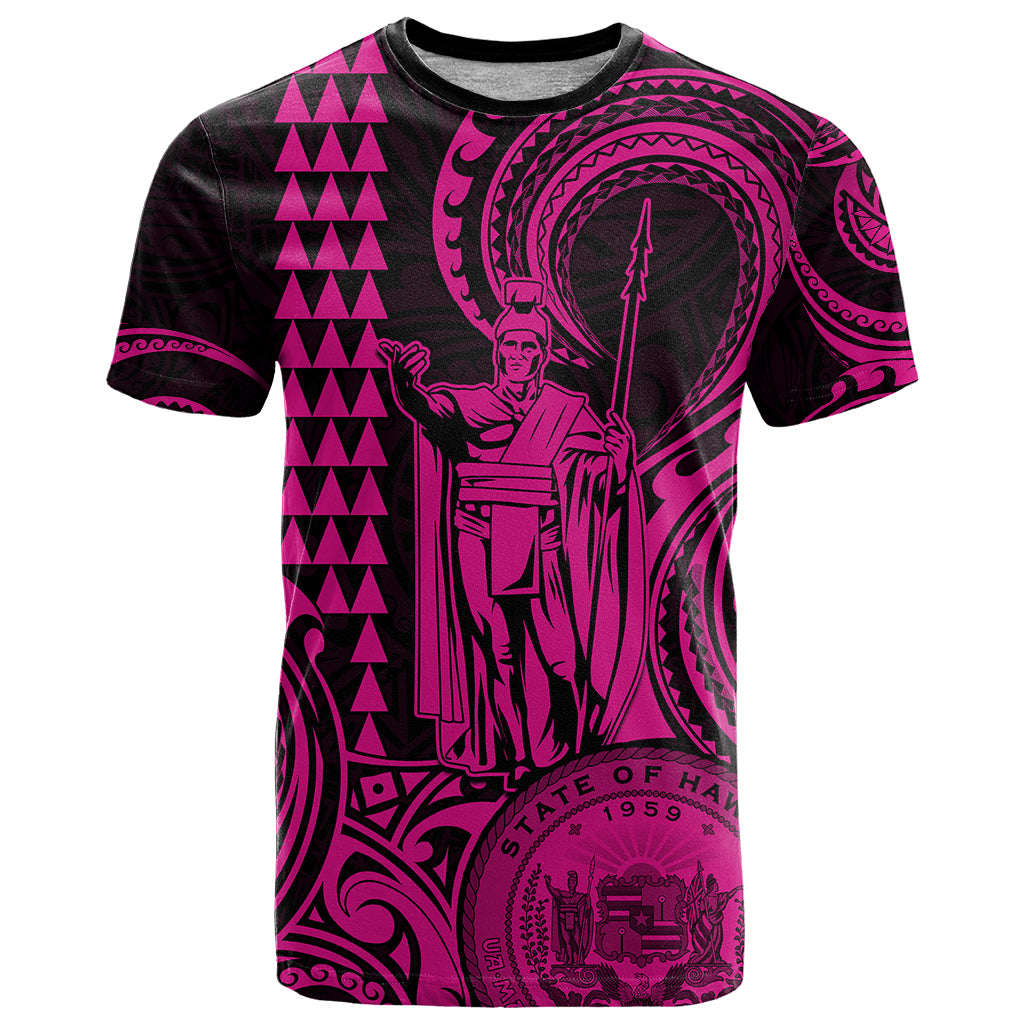 King Kamehameha Day Hawaii T Shirt Paradise of the Pacific Tribal Kakau with Kanaka Maoli Pink LT9 Pink - Polynesian Pride