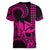 King Kamehameha Day Hawaii Women V Neck T Shirt Paradise of the Pacific Tribal Kakau with Kanaka Maoli - Pink LT9 - Polynesian Pride