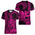 King Kamehameha Day Hawaii Women V Neck T Shirt Paradise of the Pacific Tribal Kakau with Kanaka Maoli - Pink LT9 - Polynesian Pride