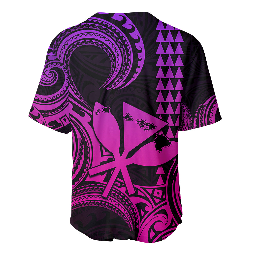 King Kamehameha Day Hawaii Baseball Jersey Paradise of the Pacific Tribal Kakau with Kanaka Maoli - Pink Gradient LT9 - Polynesian Pride