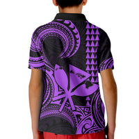 King Kamehameha Day Hawaii Kid Polo Shirt Paradise of the Pacific Tribal Kakau with Kanaka Maoli - Purple LT9 - Polynesian Pride