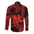 King Kamehameha Day Hawaii Long Sleeve Button Shirt Paradise of the Pacific Tribal Kakau with Kanaka Maoli - Red LT9 - Polynesian Pride