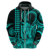 King Kamehameha Day Hawaii Hoodie Paradise of the Pacific Tribal Kakau with Kanaka Maoli Turquoise LT9 - Polynesian Pride