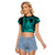 King Kamehameha Day Hawaii Raglan Cropped T Shirt Paradise of the Pacific Tribal Kakau with Kanaka Maoli - Turquoise LT9 Female Turquoise - Polynesian Pride