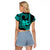 King Kamehameha Day Hawaii Raglan Cropped T Shirt Paradise of the Pacific Tribal Kakau with Kanaka Maoli - Turquoise LT9 - Polynesian Pride