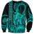 King Kamehameha Day Hawaii Sweatshirt Paradise of the Pacific Tribal Kakau with Kanaka Maoli - Turquoise LT9 Unisex Turquoise - Polynesian Pride