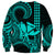 King Kamehameha Day Hawaii Sweatshirt Paradise of the Pacific Tribal Kakau with Kanaka Maoli - Turquoise LT9 - Polynesian Pride