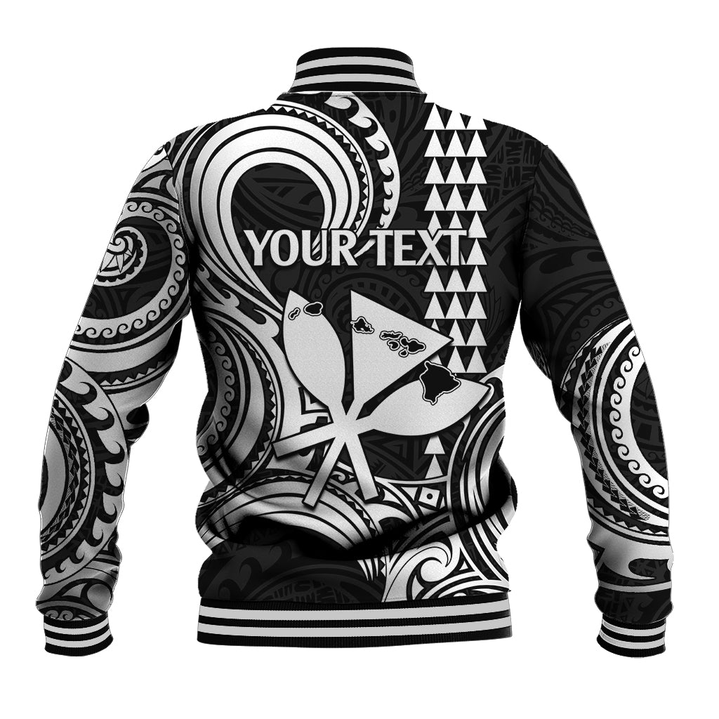 King Kamehameha Day Hawaii Baseball Jacket Paradise of the Pacific Tribal Kakau with Kanaka Maoli - White LT9 - Polynesian Pride