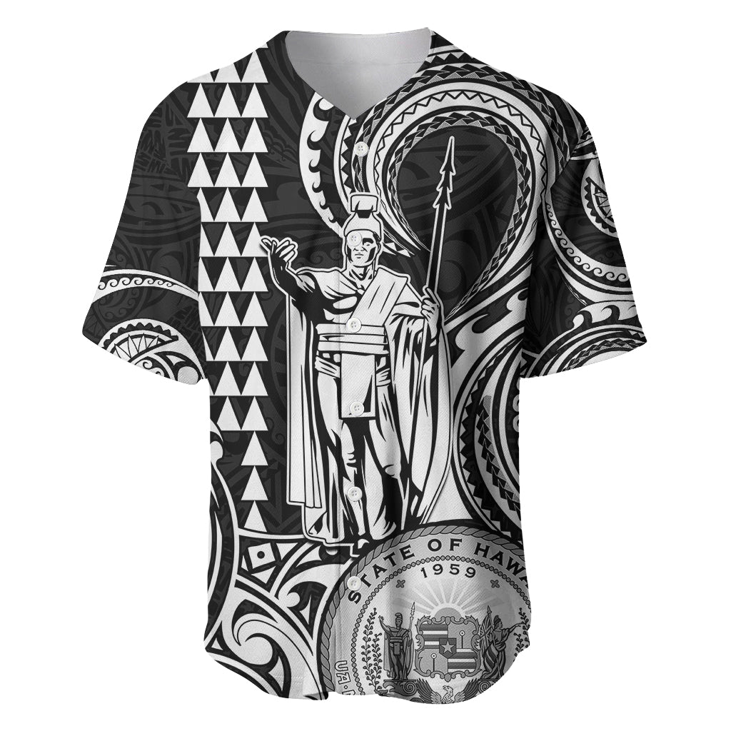 King Kamehameha Day Hawaii Baseball Jersey Paradise of the Pacific Tribal Kakau with Kanaka Maoli - White LT9 White - Polynesian Pride