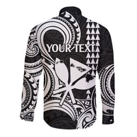 Custom King Kamehameha Day Hawaii Long Sleeve Button Shirt Paradise of the Pacific Tribal Kakau with Kanaka Maoli - White LT9 - Polynesian Pride
