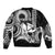 Custom King Kamehameha Day Hawaii Sleeve Zip Bomber Jacket Paradise of the Pacific Tribal Kakau with Kanaka Maoli - White LT9 - Polynesian Pride