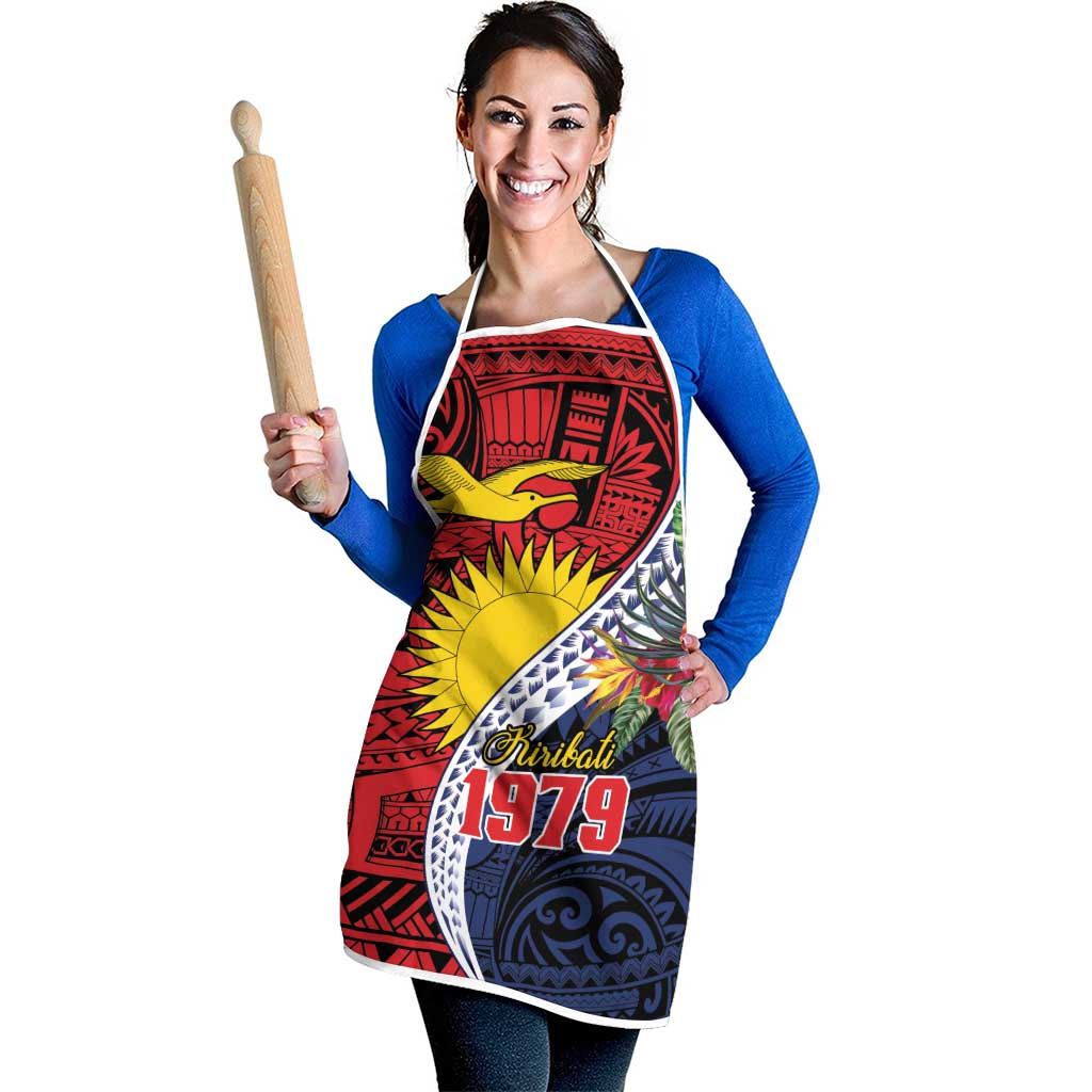 Flag of Kiribati Polynesian Pattern Apron Est 1979 With Tropical Flowers - Polynesian Pride