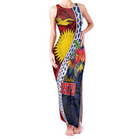 Flag of Kiribati Polynesian Pattern Family Matching Tank Maxi Dress and Hawaiian Shirt Est 1979 With Tropical Flowers