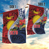 Flag of Kiribati Polynesian Pattern Garden Flag Est 1979 With Tropical Flowers