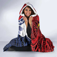 Flag of Kiribati Polynesian Pattern Hooded Blanket Est 1979 With Tropical Flowers