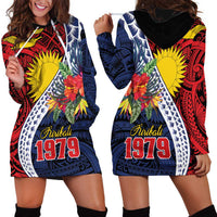 Flag of Kiribati Polynesian Pattern Hoodie Dress Est 1979 With Tropical Flowers