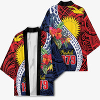 Flag of Kiribati Polynesian Pattern Kimono Est 1979 With Tropical Flowers - Polynesian Pride