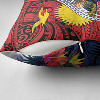 Flag of Kiribati Polynesian Pattern Pillow Cover Est 1979 With Tropical Flowers - Polynesian Pride