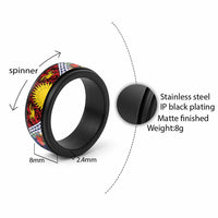 Flag of Kiribati Polynesian Pattern Spinner Ring Est 1979 With Tropical Flowers - Polynesian Pride