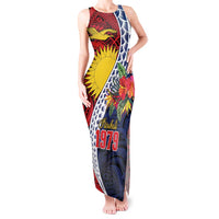 Flag of Kiribati Polynesian Pattern Tank Maxi Dress Est 1979 With Tropical Flowers