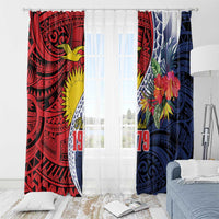 Flag of Kiribati Polynesian Pattern Window Curtain Est 1979 With Tropical Flowers