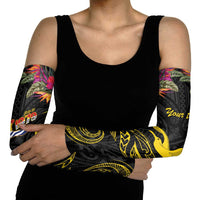 Kiribati Independence Day Personalised Arm Sleeves Gold Frigatebird with Polynesian Pattern - Polynesian Pride