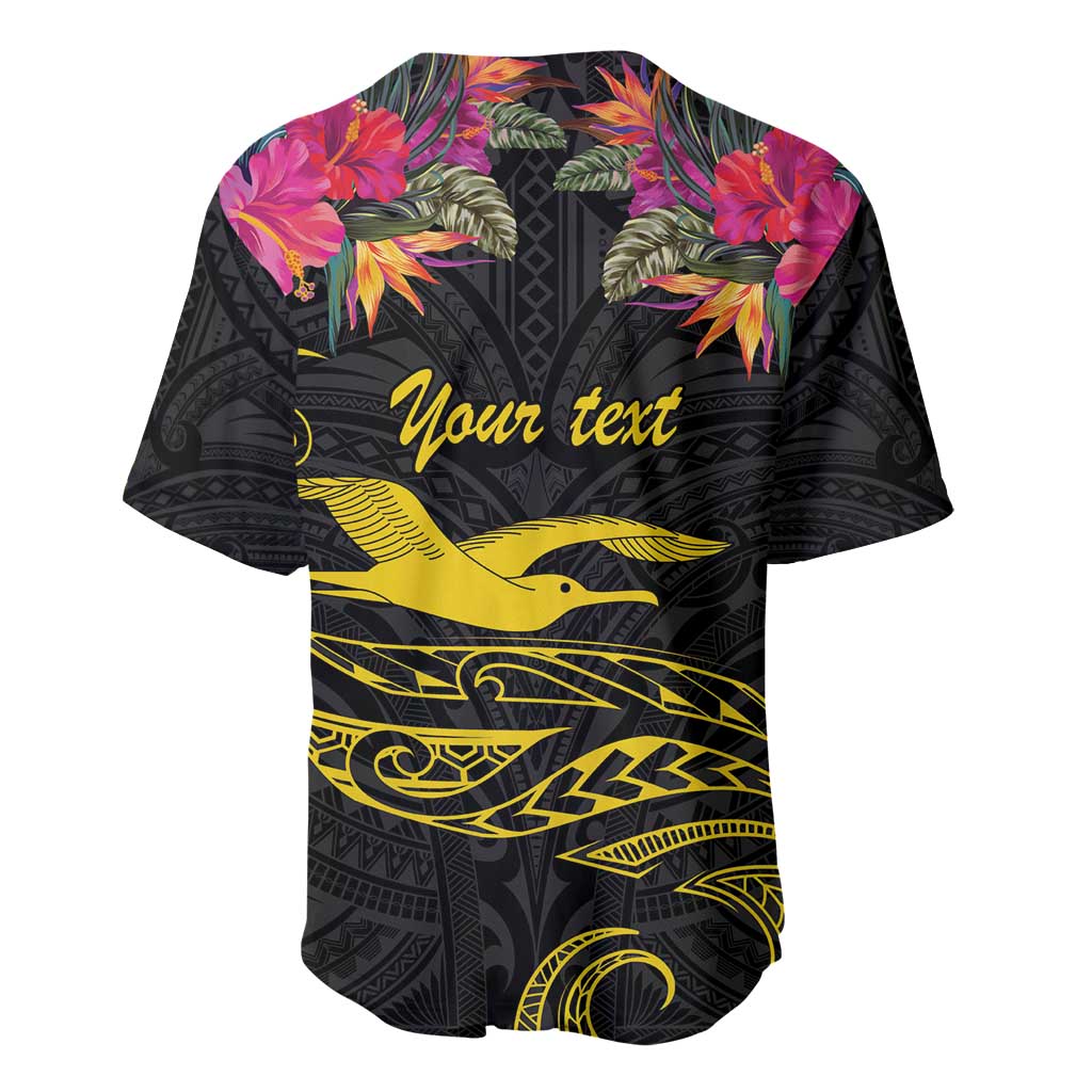 Kiribati Independence Day Personalised Baseball Jersey Gold Frigatebird with Polynesian Pattern
