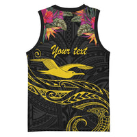 Kiribati Independence Day Personalised Basketball Jersey Gold Frigatebird with Polynesian Pattern - Polynesian Pride