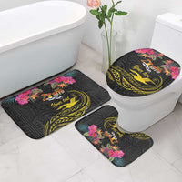 Kiribati Independence Day Personalised Bathroom Set Gold Frigatebird with Polynesian Pattern - Polynesian Pride