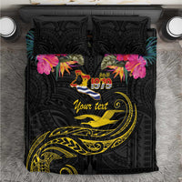 Kiribati Independence Day Personalised Bedding Set Gold Frigatebird with Polynesian Pattern