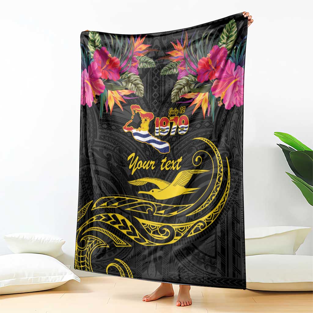 Kiribati Independence Day Personalised Blanket Gold Frigatebird with Polynesian Pattern