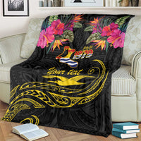 Kiribati Independence Day Personalised Blanket Gold Frigatebird with Polynesian Pattern