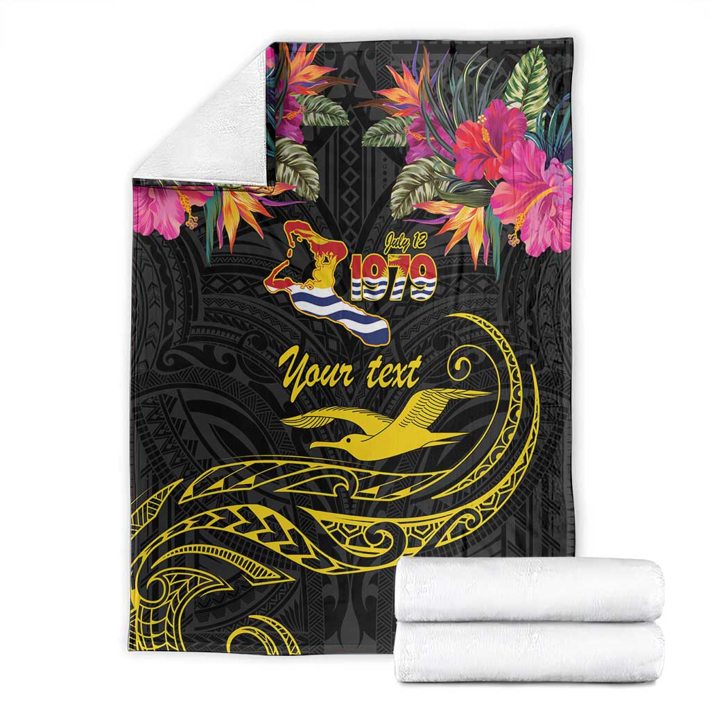 Kiribati Independence Day Personalised Blanket Gold Frigatebird with Polynesian Pattern