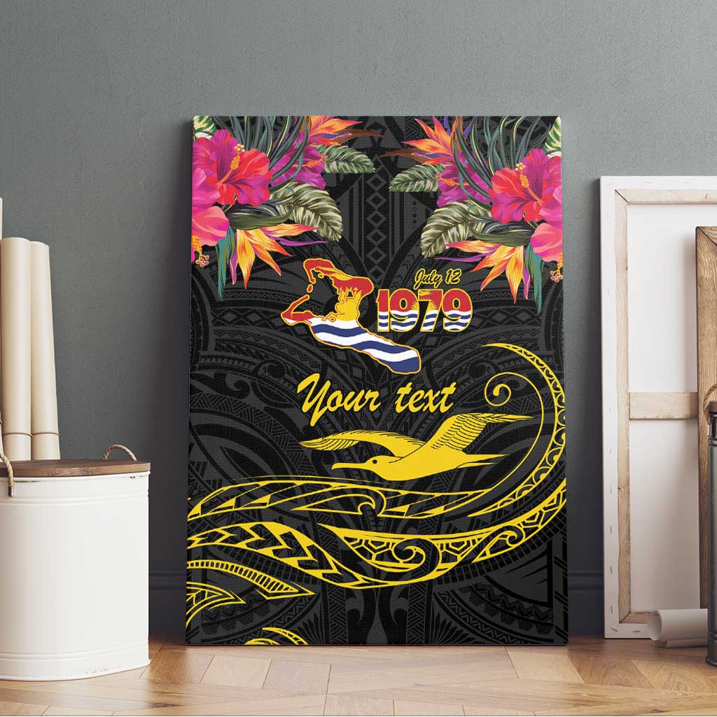 Kiribati Independence Day Personalised Canvas Wall Art Gold Frigatebird with Polynesian Pattern
