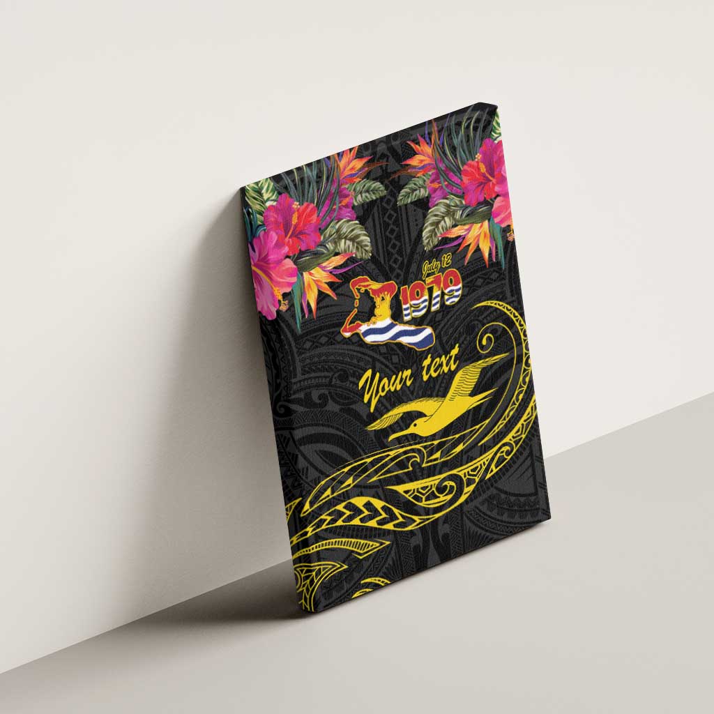 Kiribati Independence Day Personalised Canvas Wall Art Gold Frigatebird with Polynesian Pattern