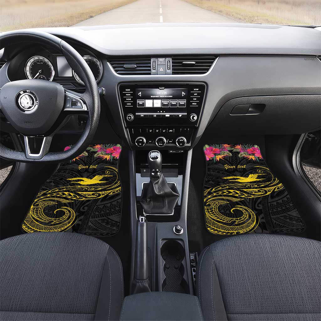 Kiribati Independence Day Personalised Car Mats Gold Frigatebird with Polynesian Pattern