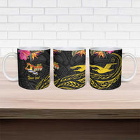 Kiribati Independence Day Personalised Ceramic Mug Gold Frigatebird with Polynesian Pattern - Polynesian Pride