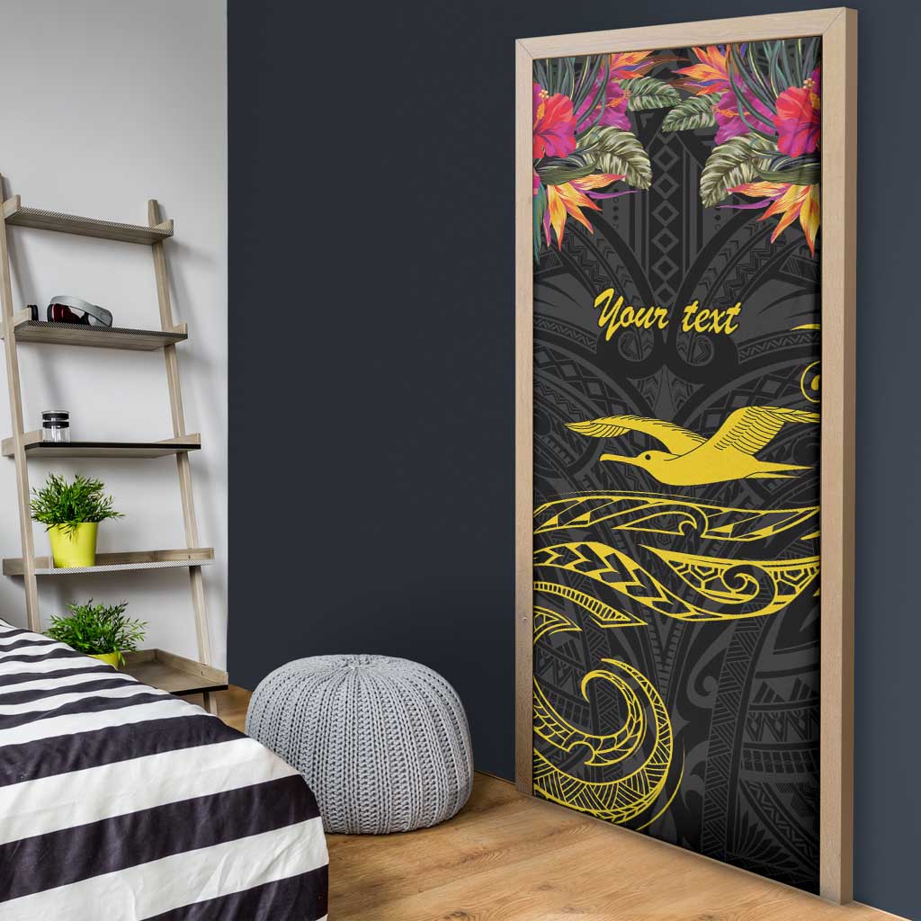 Kiribati Independence Day Personalised Door Cover Gold Frigatebird with Polynesian Pattern - Polynesian Pride