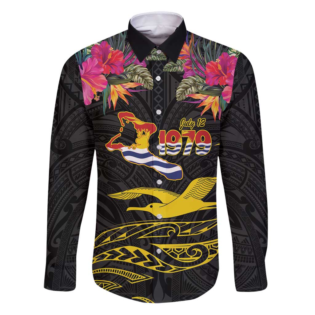 Kiribati Independence Day Personalised Family Matching Puletasi and Hawaiian Shirt Gold Frigatebird with Polynesian Pattern