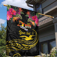 Kiribati Independence Day Personalised Garden Flag Gold Frigatebird with Polynesian Pattern