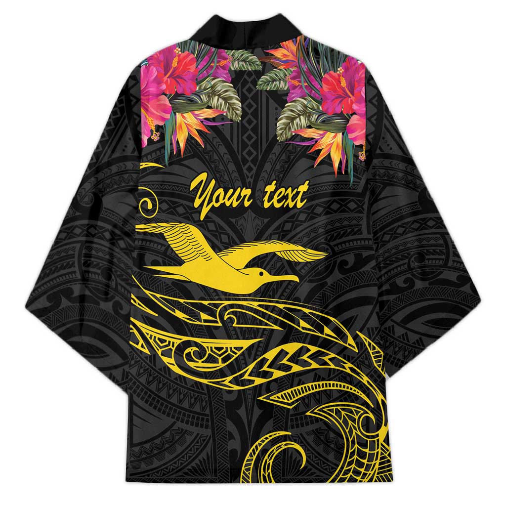 Kiribati Independence Day Personalised Kimono Gold Frigatebird with Polynesian Pattern - Polynesian Pride