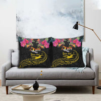 Kiribati Independence Day Personalised Pillow Cover Gold Frigatebird with Polynesian Pattern - Polynesian Pride