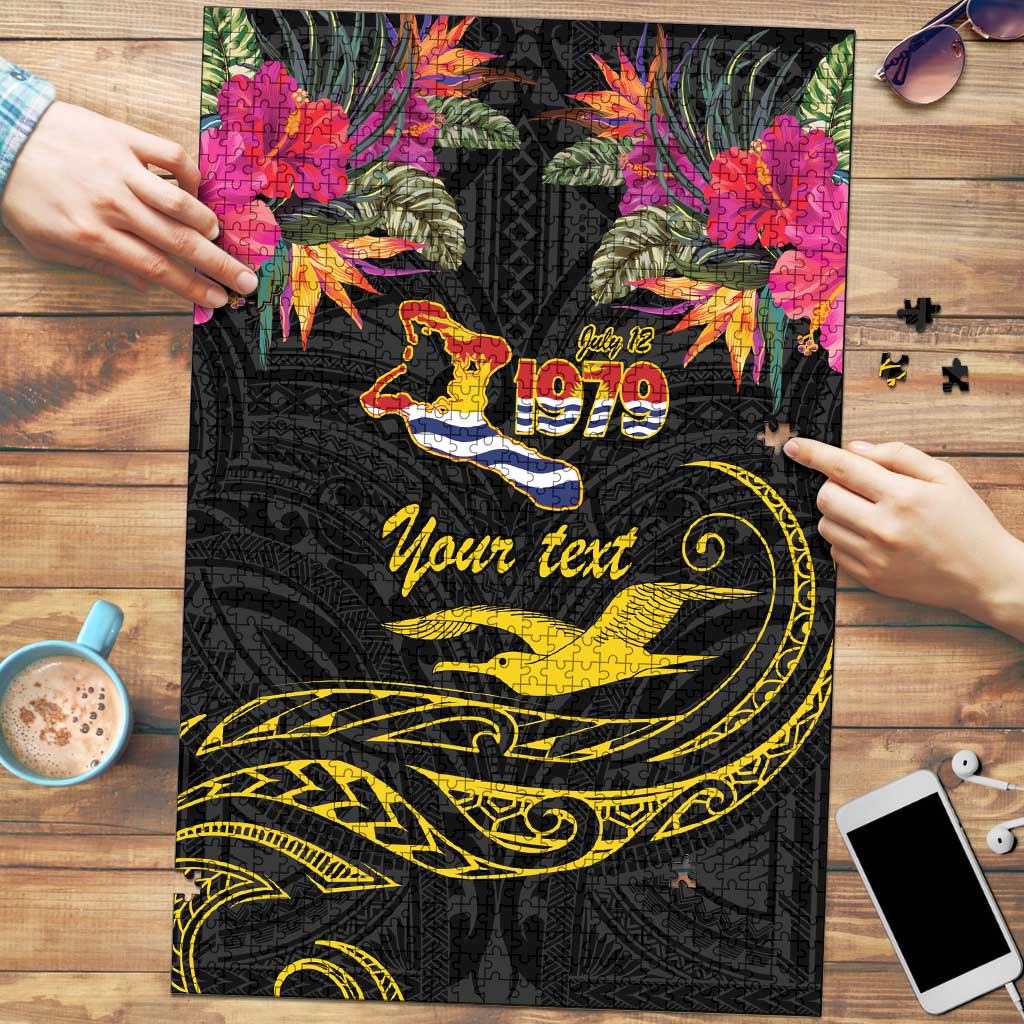 Kiribati Independence Day Personalised Puzzle Gold Frigatebird with Polynesian Pattern - Polynesian Pride