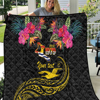 Kiribati Independence Day Personalised Quilt Gold Frigatebird with Polynesian Pattern