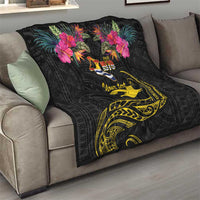Kiribati Independence Day Personalised Quilt Gold Frigatebird with Polynesian Pattern