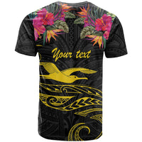 Kiribati Independence Day Personalised T Shirt Gold Frigatebird with Polynesian Pattern