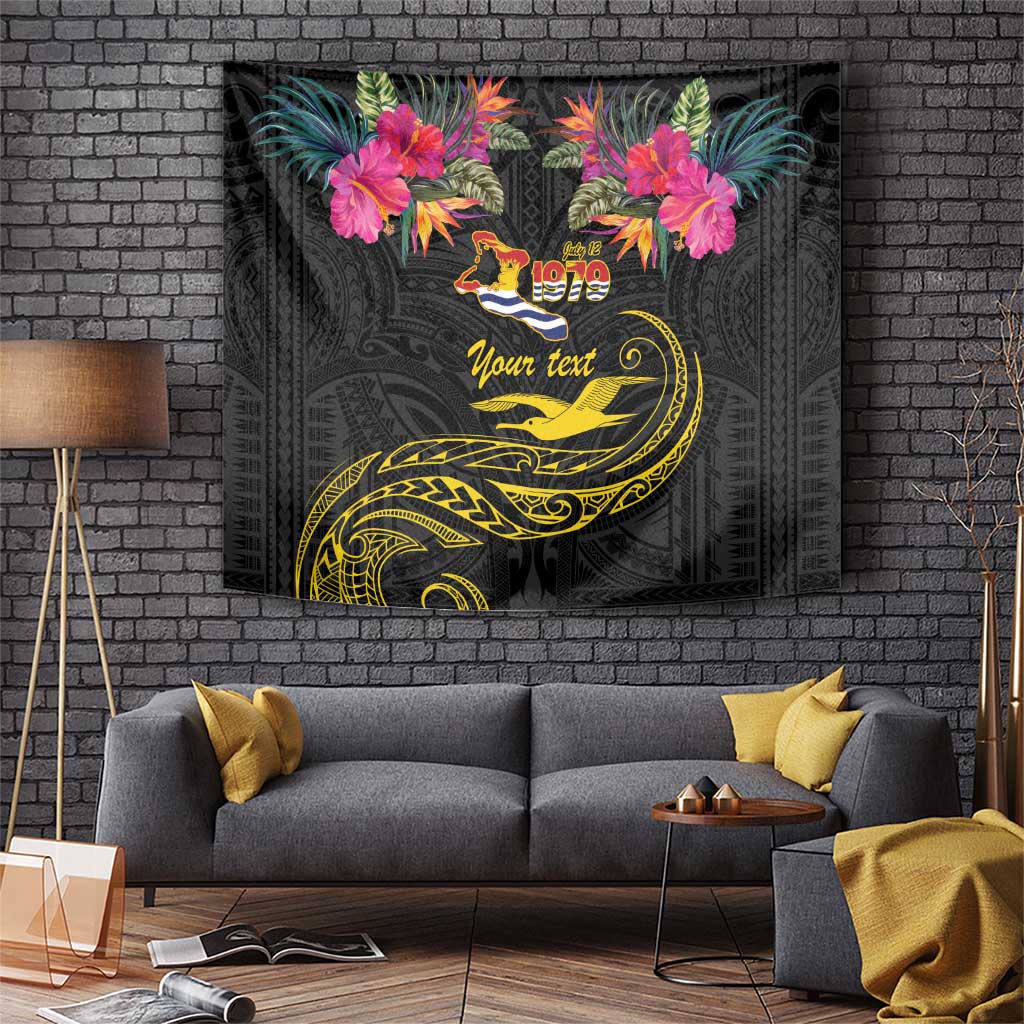 Kiribati Independence Day Personalised Tapestry Gold Frigatebird with Polynesian Pattern