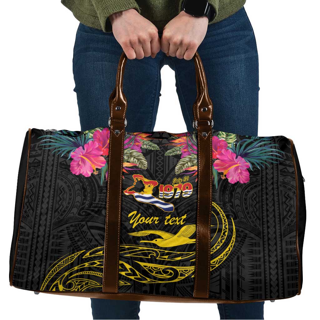 Kiribati Independence Day Personalised Travel Bag Gold Frigatebird with Polynesian Pattern - Polynesian Pride
