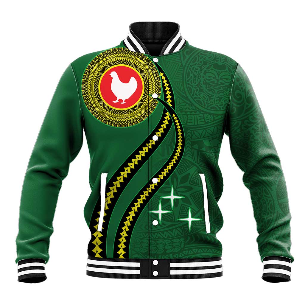 Manua Islands Polynesian Style Baseball Jacket LT9 Unisex Green - Polynesian Pride