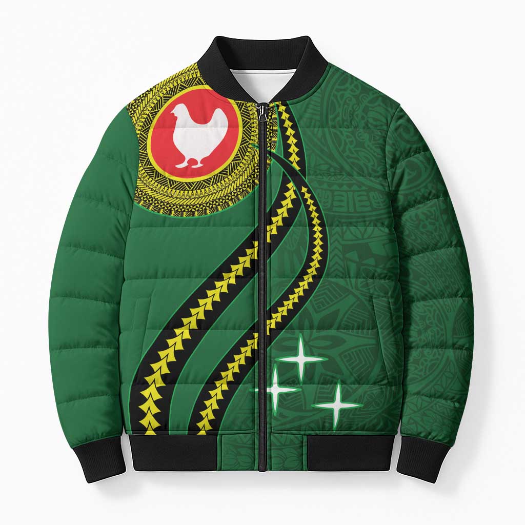 Manua Islands Polynesian Style Bomber Puffer Jacket LT9 Unisex Green - Polynesian Pride